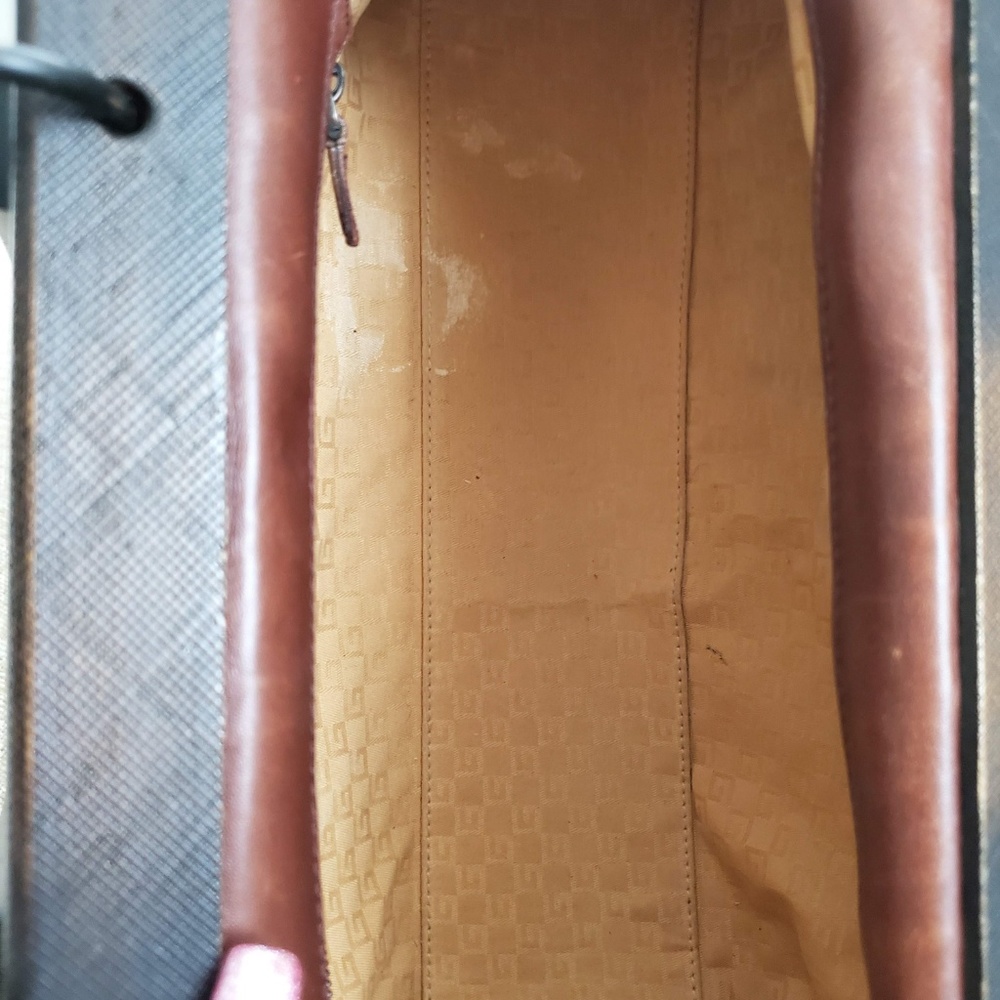 Wood Handle Gucci Distressed Brown Leather Handbag - Picture 7 of 8